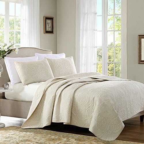 Brandream 6PC Beige Quilts Set Queen King Size Cotton Farmhouse