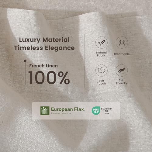 Linen World Queen Size Linen Sheet Set – 4Pcs Solid Color 100% Natural