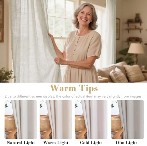 H.VERSAILTEX Living Room Linen Curtains - Semi Sheer, Nickel Grommet