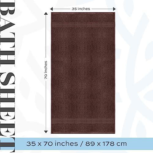 White Classic 4 Brown Bath Towels 27 x 54 and 2 Bath Sheet Towels 35 x