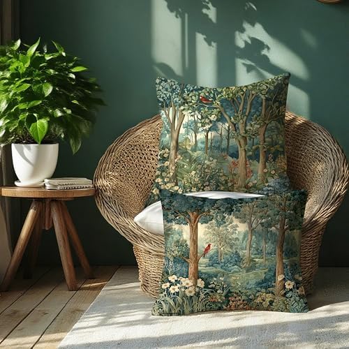 Rustic Spring Forest Pillow Covers 18x18 Double-Sided, Cottagecore