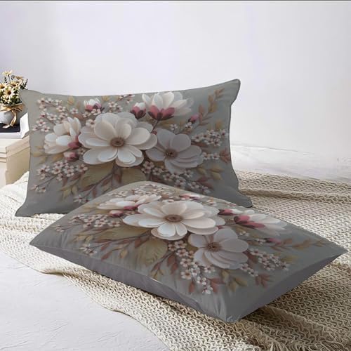 3D Minimalist Plant Relief Duvet Cover King 3Pcs, Breathable