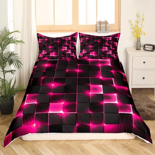 Castle Fairy Geometric Duvet Cover Queen Size,3D Abstract Modern