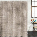 Vintage Beige Linen Texture Shower Curtain Set with Hooks, Minimalist