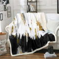 Erosebridal Black Grey Abstract Sherpa Throw Blanket Twin 60"x80"