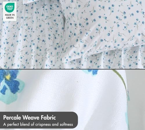 ZOYER 100% Cotton Twin Sheets, Percale Weave Twin Sheet Set, La Laa