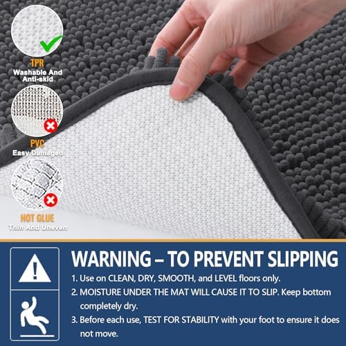 Arotive Bathroom Rugs Sets 3 Piece, 41"x61"+51"x61"+61"x92", Dark Grey