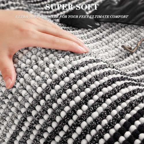 BSICPRO Bathroom Rugs Sets 3 Piece, U-Shaped Toilet Mat Sets, Black