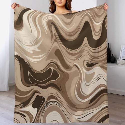 Super Soft Throw Blanket for Couch Taupe and White Blanket for Sofa