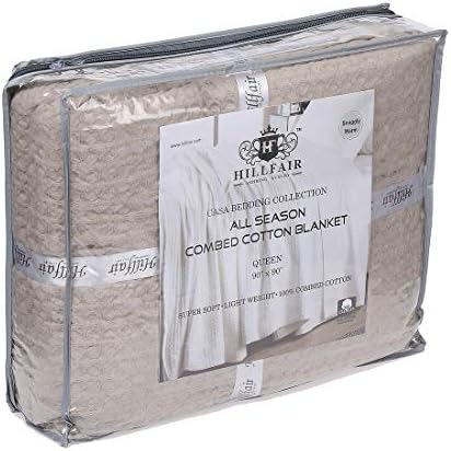 HILLFAIR 100% Combed Cotton Blanket–102x108 Inch California King Size