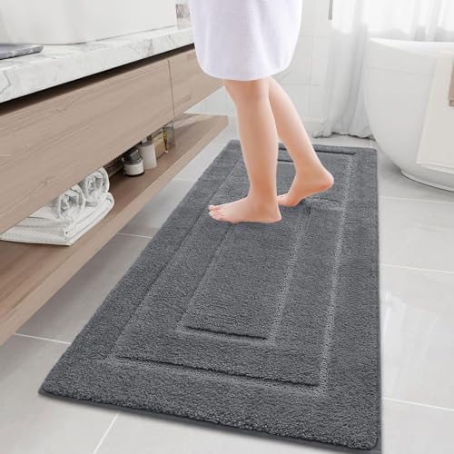 Buganda Microfiber Bathroom Rugs 59x24, Soft Shaggy Absorbent Bath
