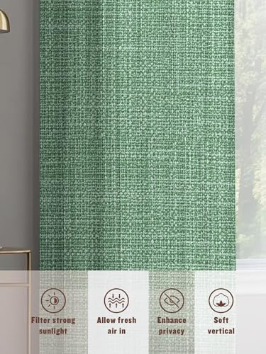 Cream Beige Sheer Curtains Rustic Farmhouse Solid Color 108 Inches