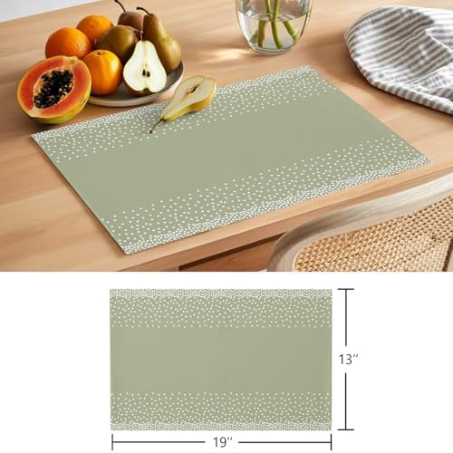 Round Placemats Set of 12 Sage Polka Dot Place Mats Minimalist Neutral