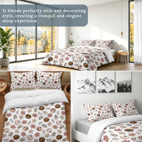 Vintage Pumpkins Fall Duvet Cover Set 3 Pieces with Zipper Closure