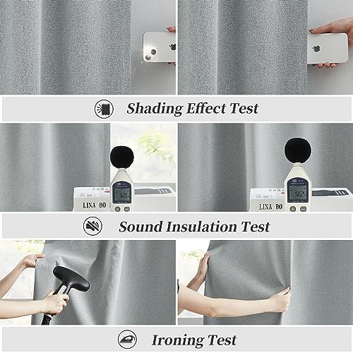 KEQIAOSUOCAI Linen Blackout Curtains 63 Inches Long, Back Tab Rod