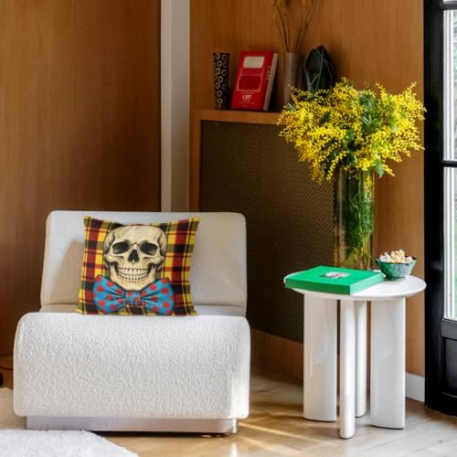 Plaid Accent Pillow Covers 22x22 Inch Set of 2 Linen for Halloween