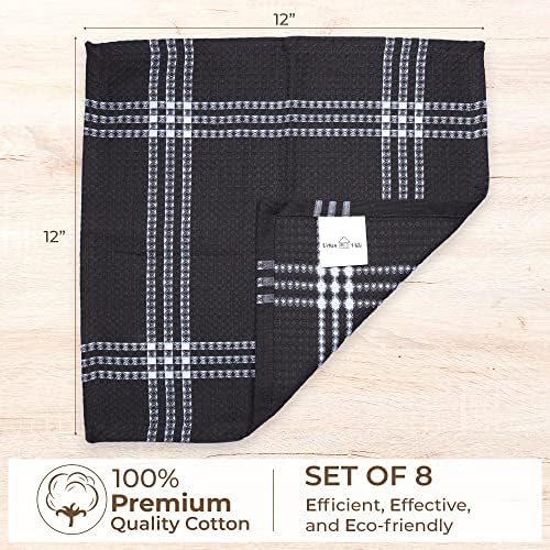 Urban Villa Kitchen Towels Cotton Dish Towels 12”x12” (Set of 8) Grey