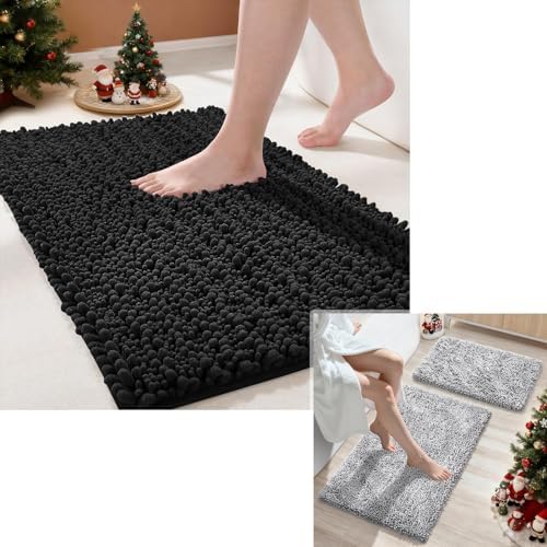 Yimobra Chenille Bath Mat Set – Non-Slip, Ultra Soft Absorbent