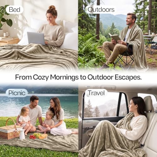 Soft Fleece Blanket for Bed King Size Camel (90x102 Inch)