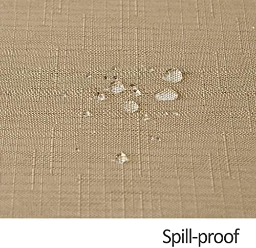 maxmill Faux Linen Textured Rectangle Tablecloth Water Resistant
