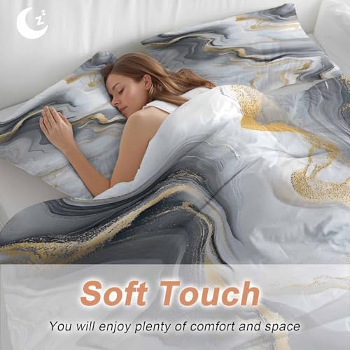 Gray Ombre Marble Bedding 3 Piece Duvet Cover Set Queen Size, Abstract