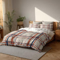 Batmerry Plaid Twin Size 100% Cotton Duvet Cover Sets, Red Blue Cream