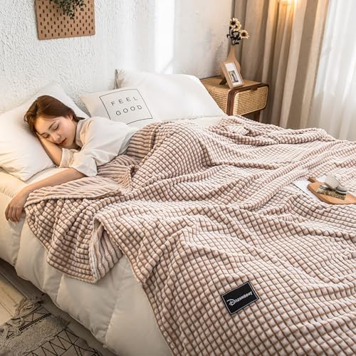 Super Soft Throw Fleece Blanket,Lightweight Flannel Waffle