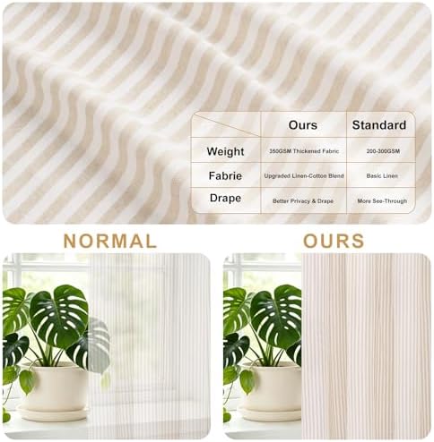 BLEUM CADE Farmhouse Cotton Linen Curtains for Living Room, Boho