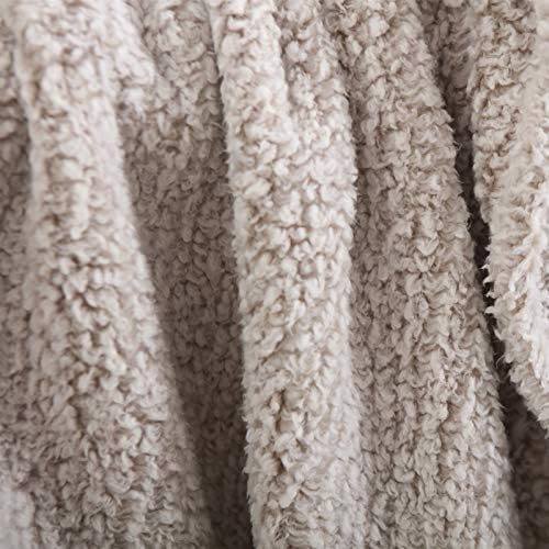 Ultra Soft Cozy Sherpa Throw Blanket, 2 Tones Ombre Light Brown