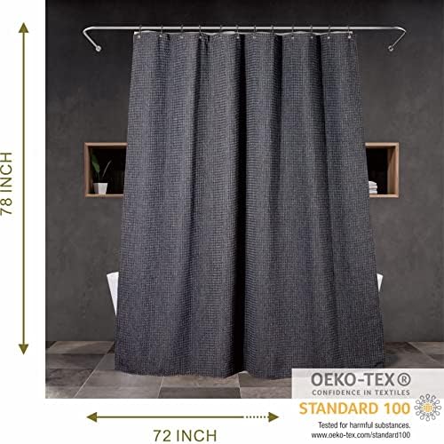 Grey Waffle Shower Curtain: 78 Inch Gray Textured Heavy Duty Fabric
