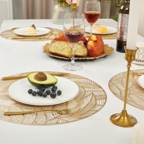 U'Artlines 12 Pack Round Pressed Vinyl Placemats Metallic Place Mat
