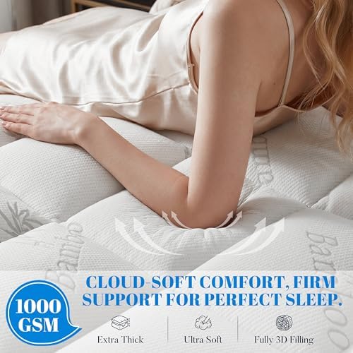 Ubauba 100% Waterproof Queen Size Mattress Topper, Viscose Made from
