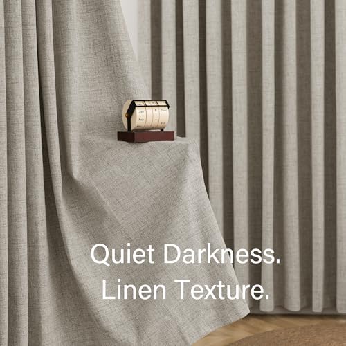 Pinch Pleated Blackout Curtain 108-inch Length, Linen Look Extra Wide