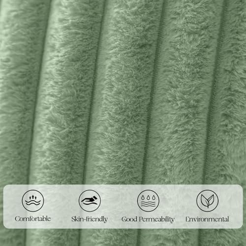 MOSAYT Faux Fur Pillow Covers 18x18 Set of 2, Sage Green