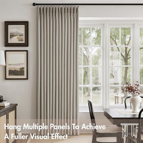 ANRODUO Oatmeal Pinch Pleated Linen Curtains 108 Inches Long 2 Panels