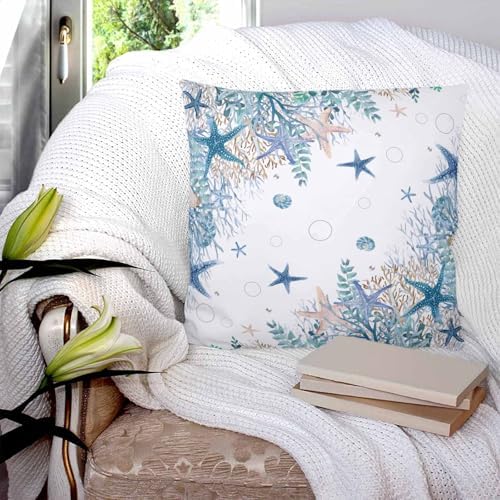 Pillow Covers 20x20 Set of 2, Teal Blue Coastal Throw Pillow Covers