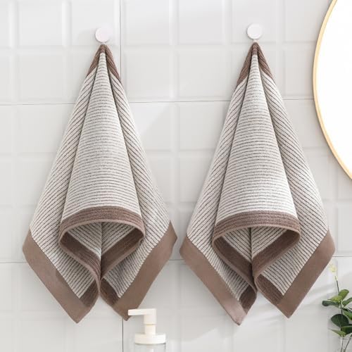 sense gnosis Beige Ribbed Striped Hand Towels Soft Absorbent Face