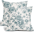 Teal and White Floral Throw Pillow Covers Turquoise Blue Cushion Case