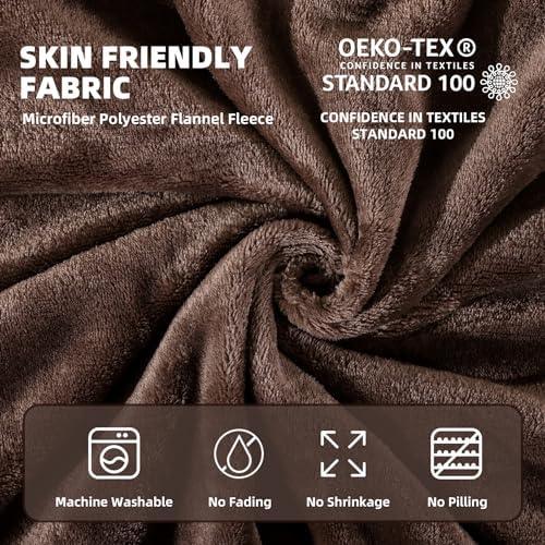 Brown King Size Fleece Throw Blanket for Bed Couch,Soft Cozy Blankets