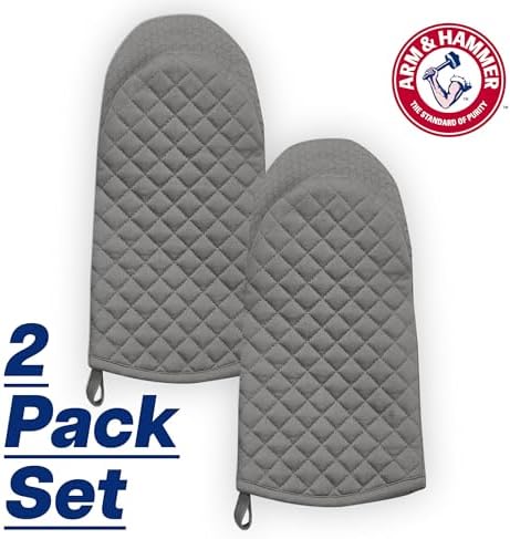 Arm & Hammer Quilted Oven Mitts, Heat Resistant, Non-Slip Silicone