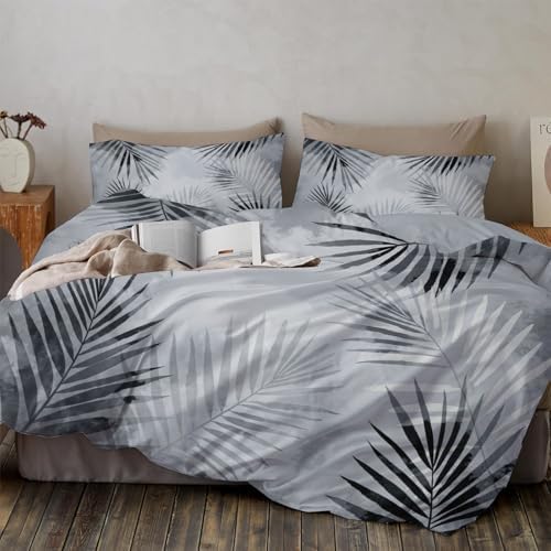 King Size Bedding Set Palm Leaf Texture Adults Soft Microfiber Fluffy