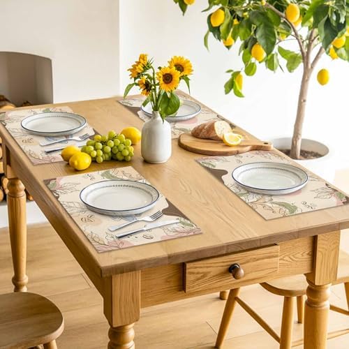 Placemats Set of 8, Boho Coffee Woven Placemat, Linen Place Mats for