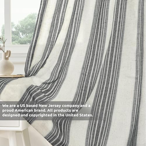 DriftAway Farmhouse Curtains for Living Room Vertical Striped Linen