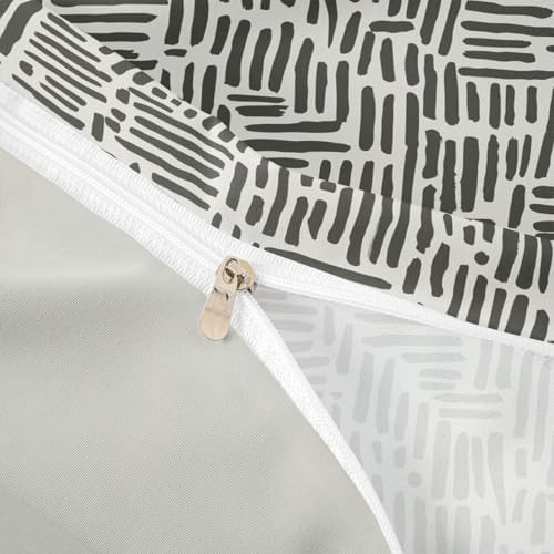jejeloiu Gray and Beige Duvet Cover Queen Size Brushstroke Print