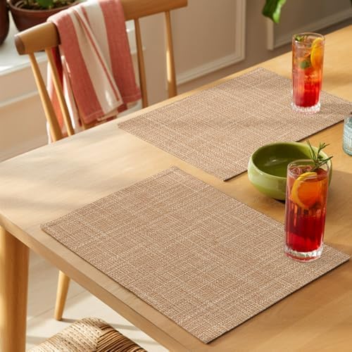 Round Placemats Set of 8 Minimalist Sandy Beige Place Mats Nature