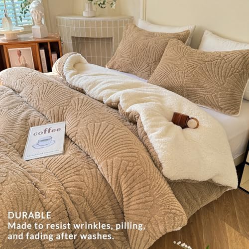 tohrisa Seashell Jacquard Sherpa Comforter Set Warm Cozy Premium