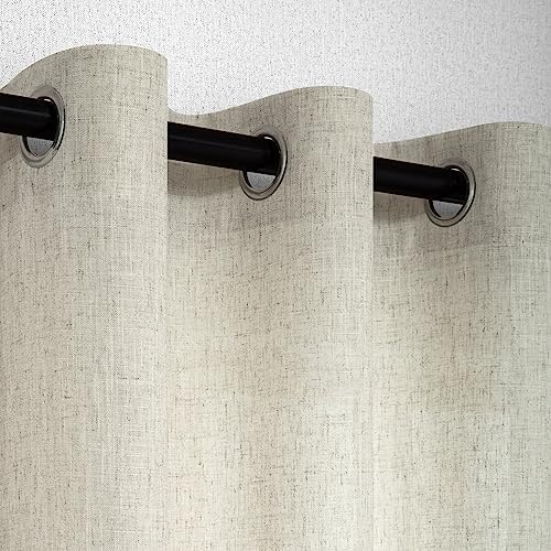 Pitalk Tall Curtains for Large Window Natural Flax Linen Polyester