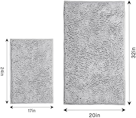 Light Gray 2 Pieces Bathroom Rugs, Ultra Soft Non Slip Absorbent