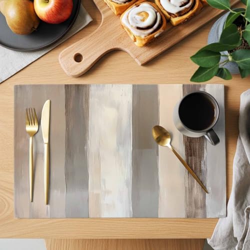Placemats Set of 8, Brown Grey Woven Placemat, Linen Place Mats for