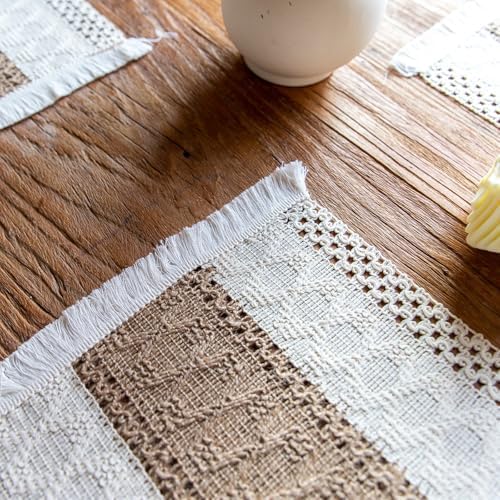 Rectangular Placemat Set of 4, Cotton Linen Place Mats Heat Resistant